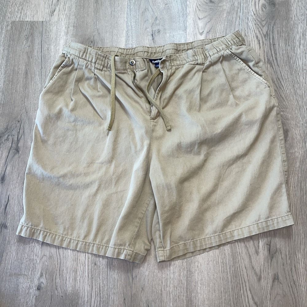 KINGSIZE CL TALL mens shorts Khaki Pockets Elastic Tie Waist Cotton Belt Loops